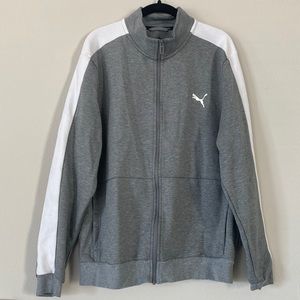 Men’s Puma Grey & White Stripe Zip Up Jacket (EUC)